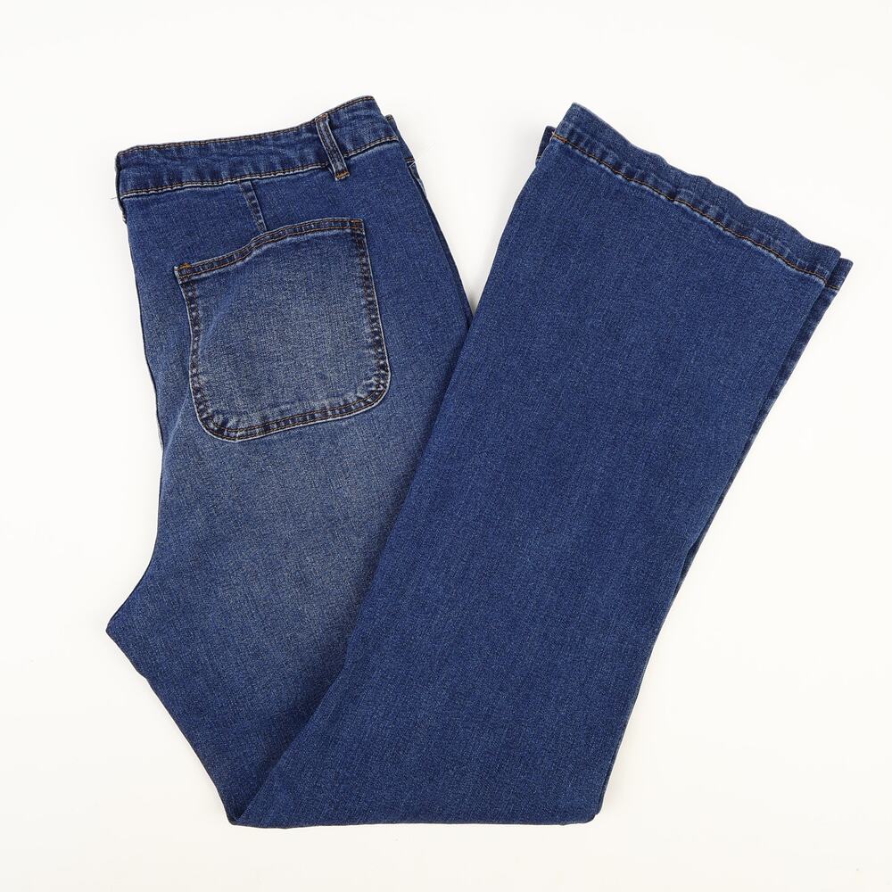 Indigo Fusion Womens 16 High Waist Flare Recycled Denim Jeans